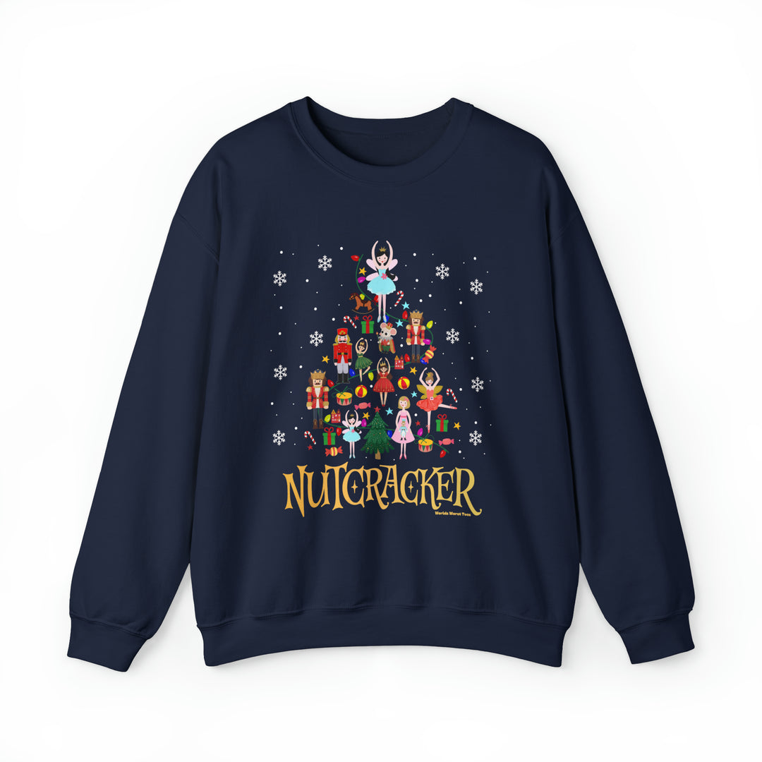 Unisex Nutcracker Crew sweatshirt, a cozy blend of cotton and polyester. Ribbed knit collar, loose fit, no itchy seams. Sizes S-5XL. Ideal comfort for all.