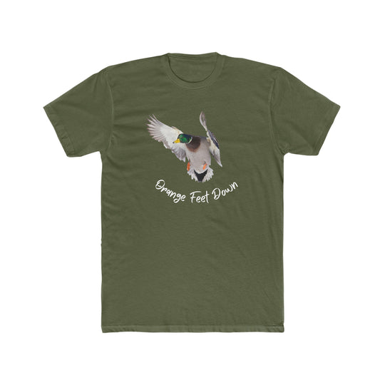 A premium fitted t-shirt featuring a green design with a duck motif, perfect for workouts or daily wear. Made of 100% combed cotton, light fabric, tear-away label, and a statement print.