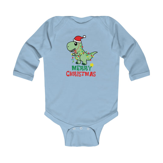 Dino Merry Christmas Long Sleeve Onesie