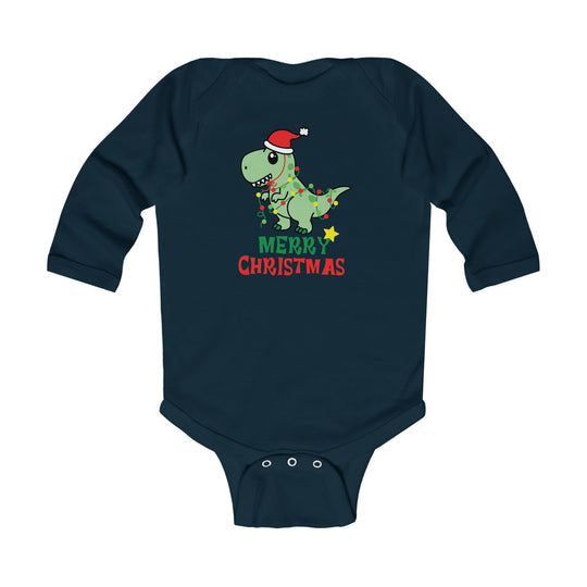 Dino Merry Christmas Long Sleeve Onesie