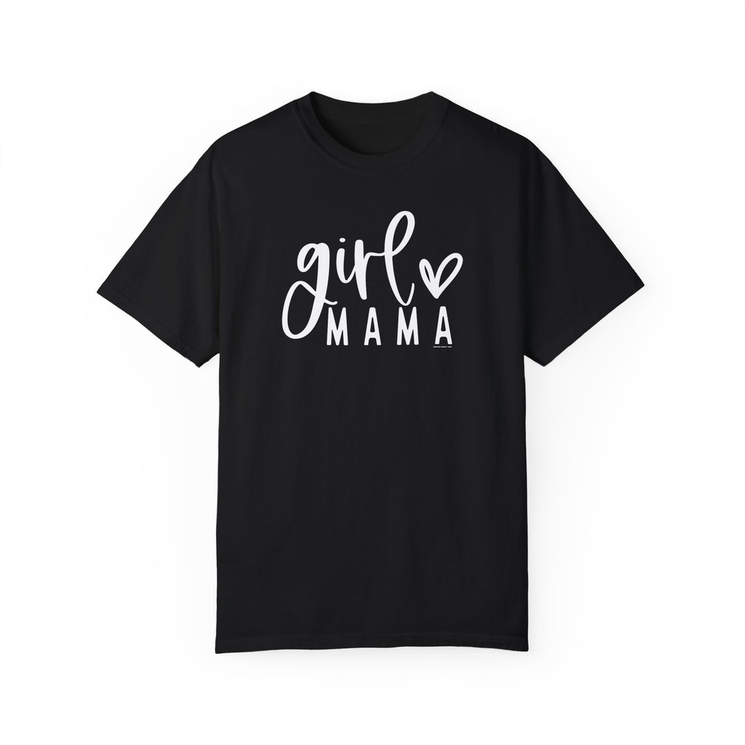 A relaxed fit Girl Mama Tee, 100% ring-spun cotton, garment-dyed for coziness. Double-needle stitching, no side-seams for durability and shape retention. Ideal for daily wear.