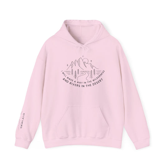 A pink unisex heavy blend I will make a way Hoodie with kangaroo pocket and drawstring hood. Made of 50% cotton, 50% polyester for warmth and comfort. Classic fit, tear-away label, true to size.