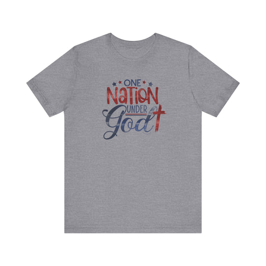 A classic unisex jersey tee featuring One Nation Under God print. 100% cotton, ribbed knit collars, tear away label, and retail fit. Sizes XS-3XL. From Worlds Worst Tees.