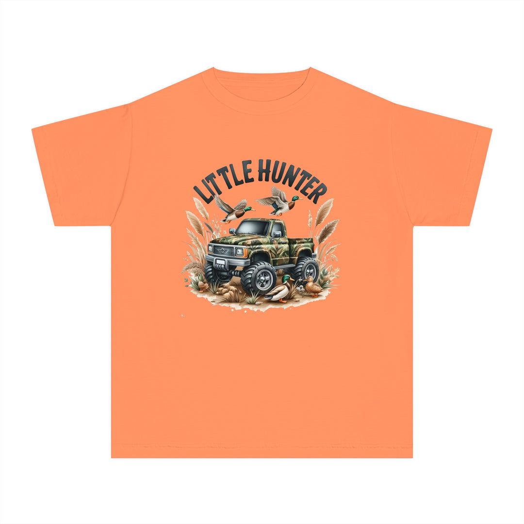 Little Hunter Kids Tee featuring a truck design on soft combed cotton. Ideal for active kids with a classic fit for all-day comfort. From Worlds Worst Tees.