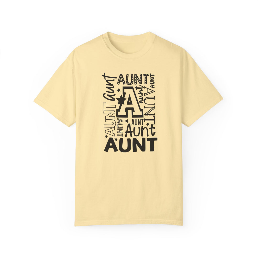 Aunt Tee: Garment-dyed cotton t-shirt with a relaxed fit, double-needle stitching, and seamless design for durability and comfort. Ideal for daily wear.