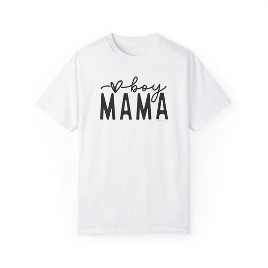 A relaxed fit Boy Mama Tee, crafted from 100% ring-spun cotton. Garment-dyed for coziness, with double-needle stitching for durability and a seamless design for a tubular shape.