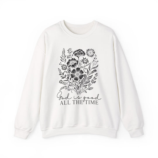 GOD is Good All the Time Crew sweatshirt, unisex, ribbed knit collar, heavy blend of polyester and cotton, designed for comfort and durability without side seams.