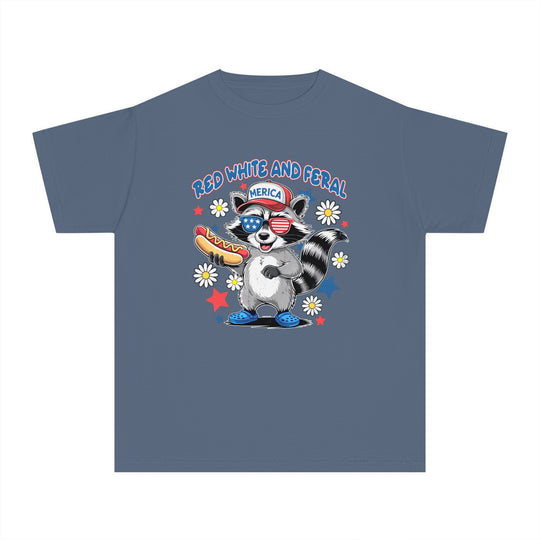 Kids wearing the Red White and Feral 4th Tee, showcasing its comfortable, classic fit, ideal for active schedules, made from soft-washed, 100% combed ring-spun cotton.