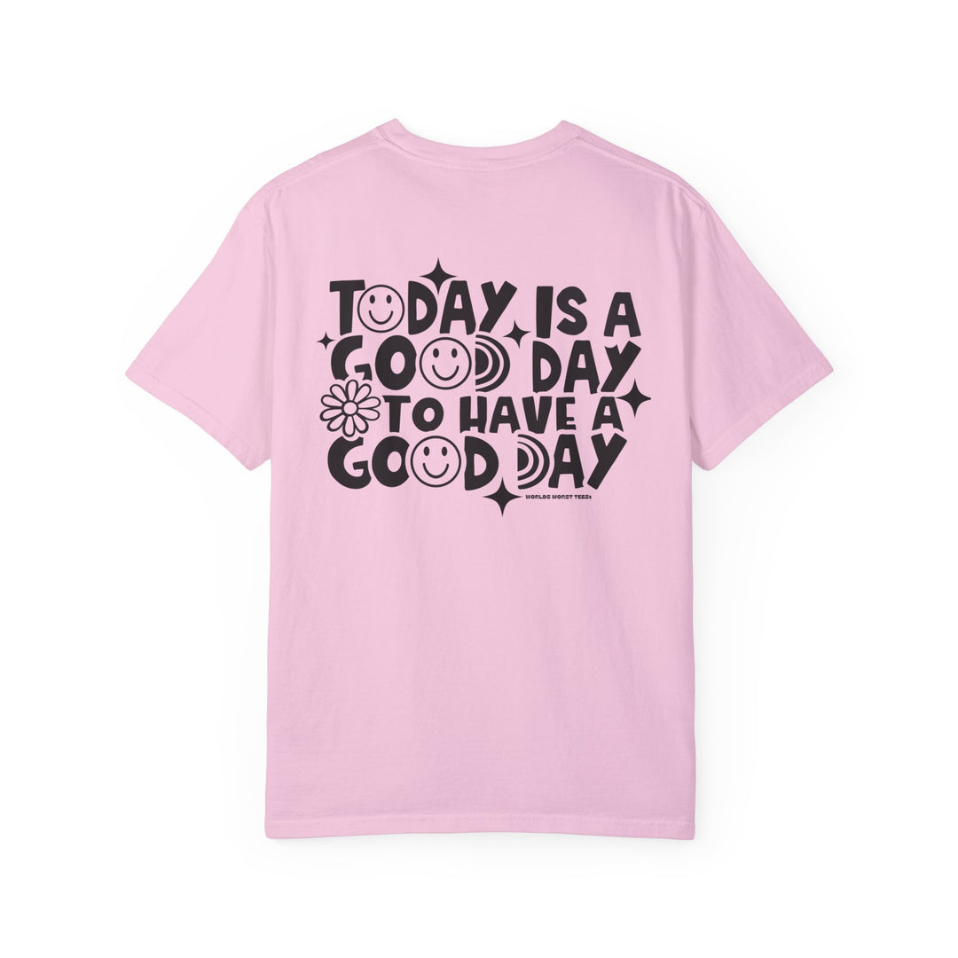 Relaxed fit God Day to Have a Good Day Tee, 100% ring-spun cotton, garment-dyed for coziness. Double-needle stitching, no side-seams for durability and shape retention. Ideal for daily wear.