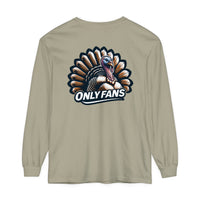 A humorous twist on hunting attire, the Only Fans Hunting Long Sleeve T-Shirt features a turkey design on soft ring-spun cotton. Classic fit, garment-dyed fabric for comfort in any casual setting. Sewn-in twill label.