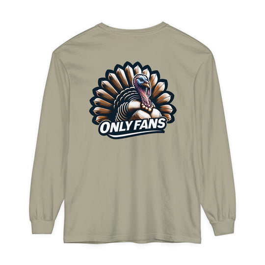 A humorous twist on hunting attire, the Only Fans Hunting Long Sleeve T-Shirt features a turkey design on soft ring-spun cotton. Classic fit, garment-dyed fabric for comfort in any casual setting. Sewn-in twill label.
