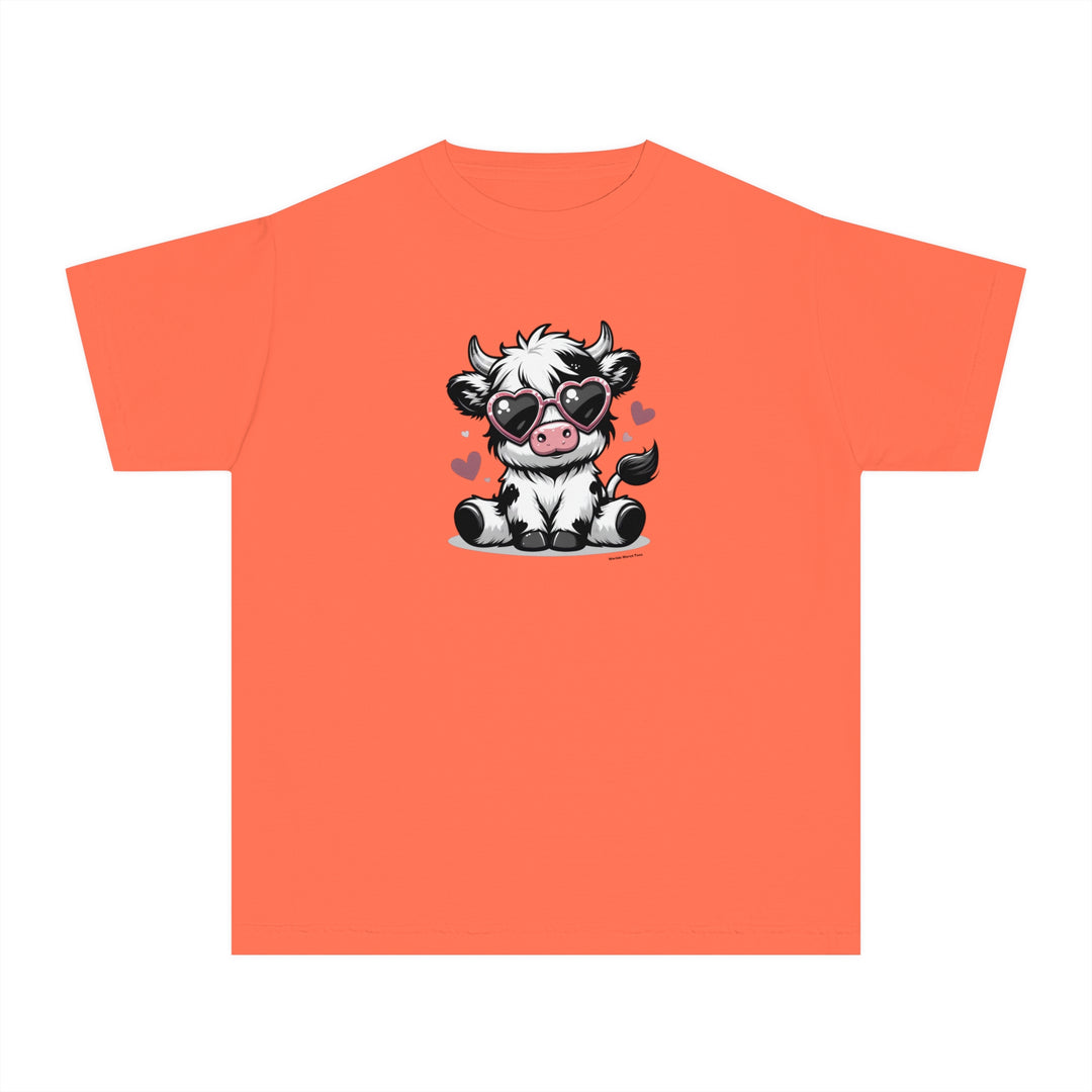 A Cute Cow Kids Tee, perfect for active kids. 100% combed ringspun cotton, soft-washed, and garment-dyed. Light fabric, classic fit, ideal for study or play.