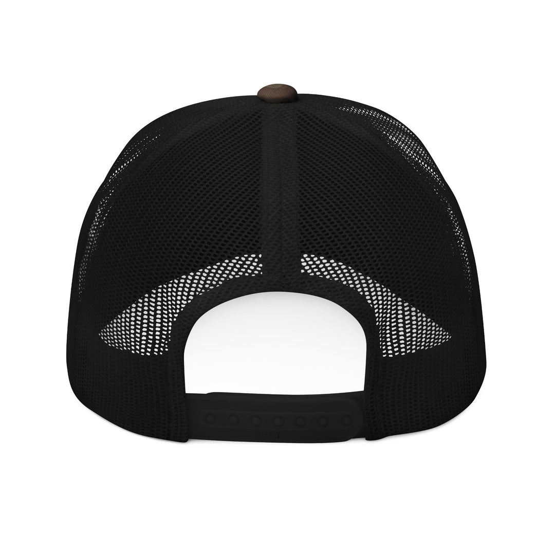 God is Greater Camouflage Trucker Hat (Embroidery) featuring a camo print, breathable mesh back, adjustable snap closure, and structured low-profile design for style and comfort.