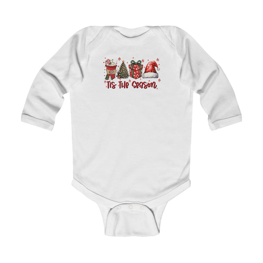 Tis the Season Holiday Long Cross Sleeve Onesie