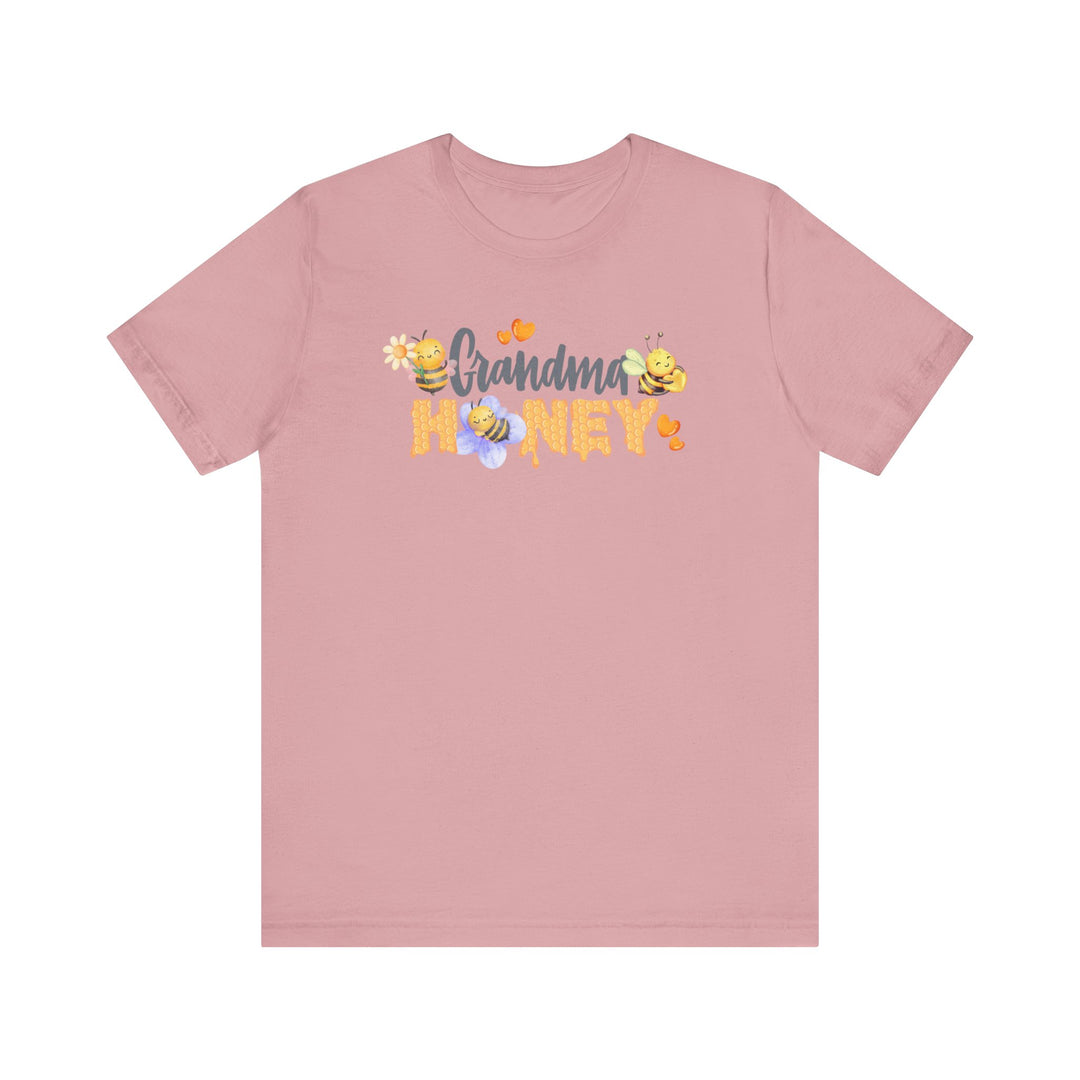 Grandma Honey Tee, a classic unisex jersey short sleeve shirt with a crew neckline and ribbed knit collars, offering a comfortable, durable fit.