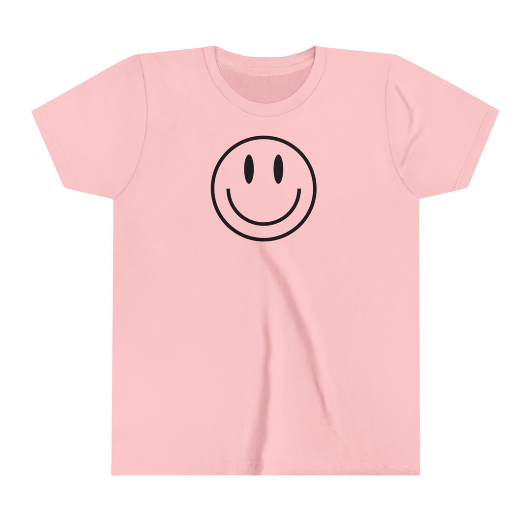 Youth short sleeve tee with a smiley face design. Lightweight, ring-spun cotton for custom artwork. Side seams maintain shape, tape on shoulders for longer fit. Extra elastic collar. Good Day to Have a Good Day Tee.