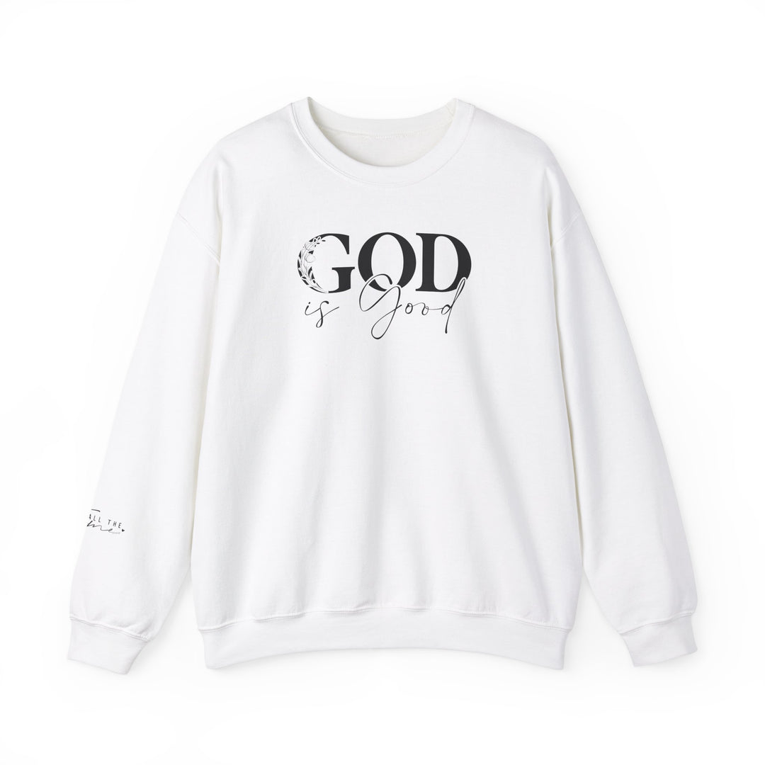 A comfortable unisex heavy blend crewneck sweatshirt featuring the title God is Good Crew. Made of 50% cotton and 50% polyester, ribbed knit collar, and double-needle stitching for durability. Ideal for colder months.