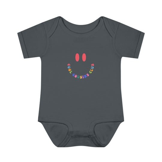 Cool Cousins Club Onesie made from soft, 100% ring-spun cotton, designed with lap shoulders for easy dressing. Perfect for infants, ensuring comfort and flexibility.
