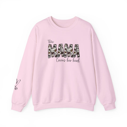 Unisex Mama Herd Crew sweatshirt, a cozy blend of cotton and polyester. Ribbed knit collar, no itchy seams, loose fit, medium-heavy fabric. Sizes S-5XL. Ideal for comfort in any situation.