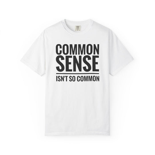 Comfort Colors 1717 Common Sense Tee, garment-dyed, soft-washed, ring-spun cotton, relaxed fit, crew neckline, double-needle stitching for durability, available in multiple sizes.