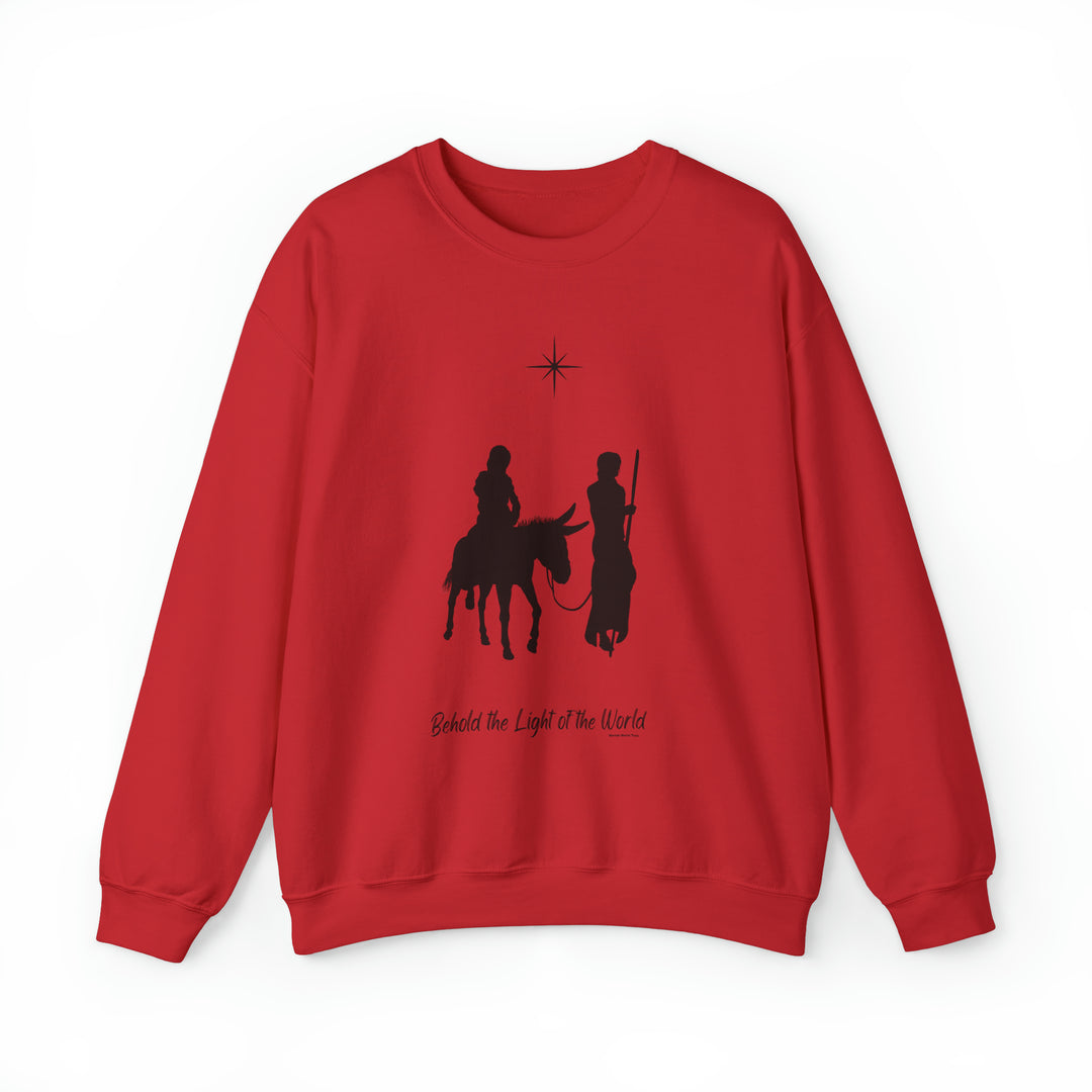 Unisex heavy blend crewneck sweatshirt featuring a striking design of two men riding horses, embodying the essence of the 'Worlds Worst Tees' collection. Comfortable, loose fit with ribbed knit collar.