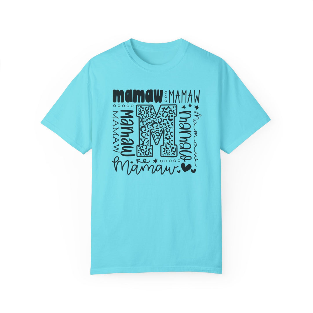 Comfort Colors 1717 Mamaw Tee: Ring-spun cotton t-shirt in blue with black text. Relaxed fit, double-needle stitching, no side-seams for durability and comfort. Available in various sizes.
