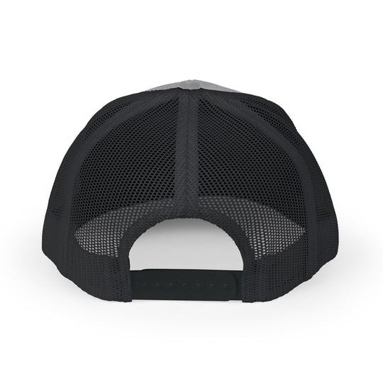 Grammy Snapback Trucker Cap with a mid-profile fit, 6-panel design, pre-curved visor, mesh back, and adjustable snap closure for casual style and comfort.