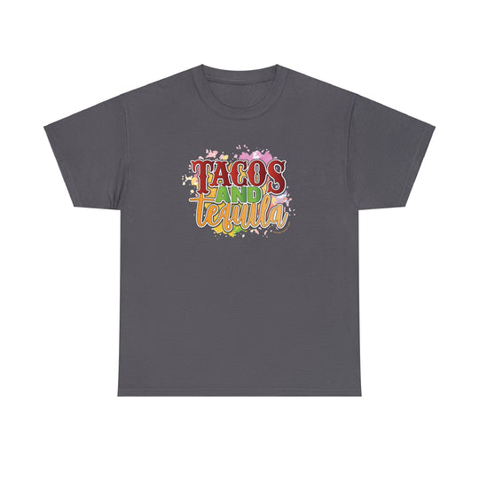 Unisex Tacos and Tequila Tee, a staple in casual fashion. Medium fabric, tear-away label, classic fit, and ethically made from 100% US cotton. Perfect for a comfy, timeless look.