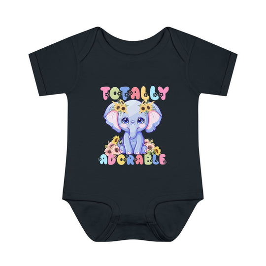 Totally Adorable Onesie: Infant unisex bodysuit with lap shoulders, made of soft, 100% ring-spun cotton, designed for comfort and easy dressing.
