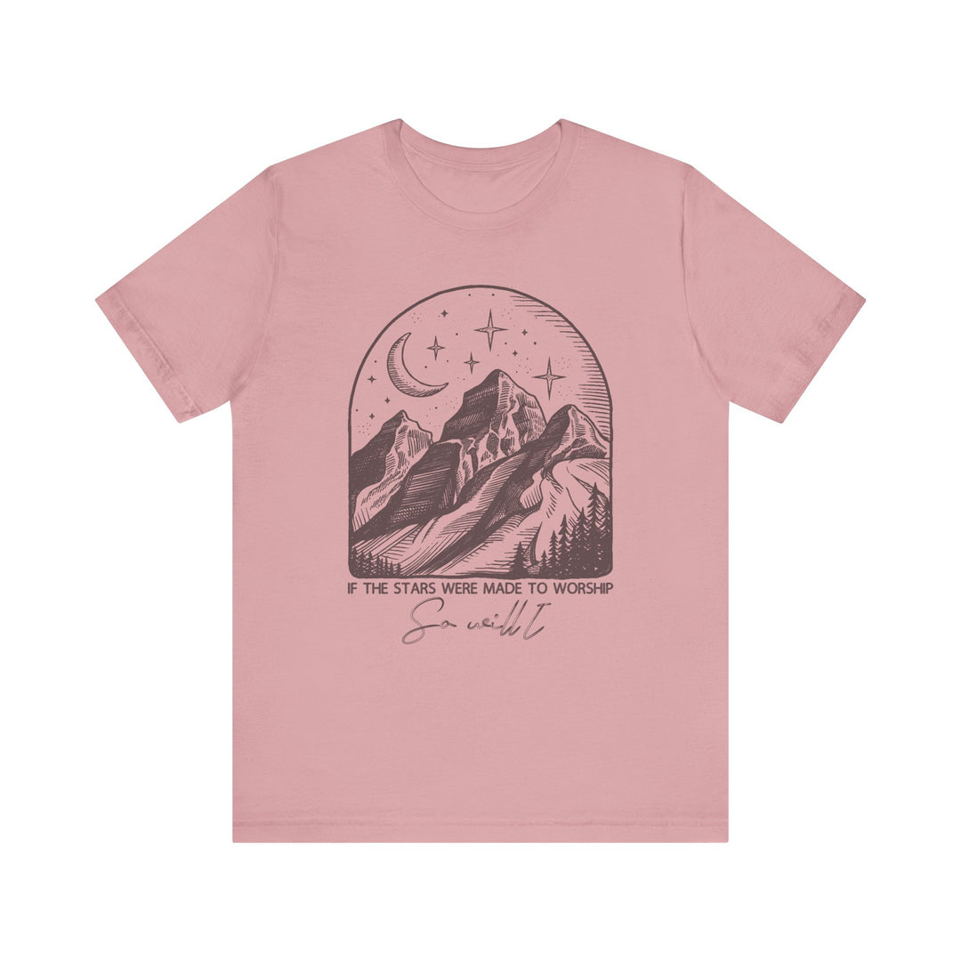 Worship Tipsy Tee: A soft, comfortable unisex jersey with a classic crew neckline and ribbed knit collar, ideal for casual or semi-formal wear.