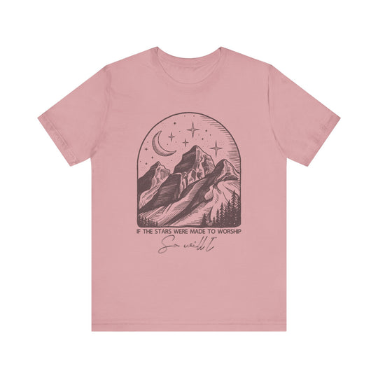 Worship Tipsy Tee: A soft, comfortable unisex jersey with a classic crew neckline and ribbed knit collar, ideal for casual or semi-formal wear.