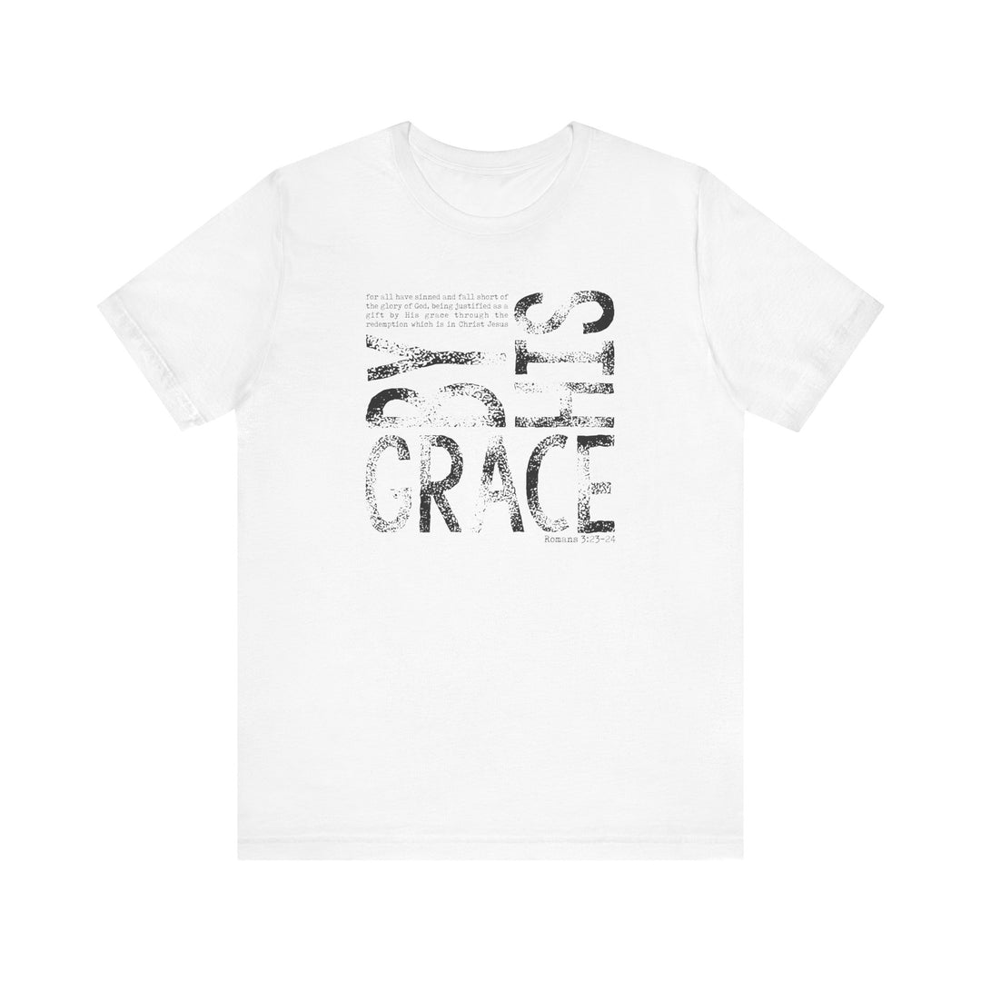 By His Grace Tee: A classic unisex jersey short sleeve t-shirt, featuring soft cotton, ribbed knit collars, and dual side seams for superior fit and durability.