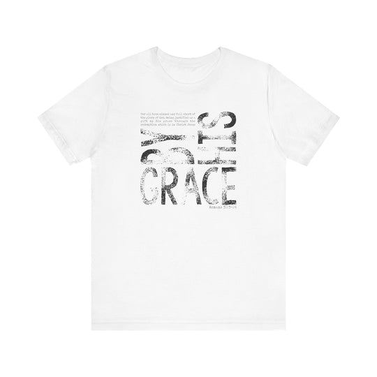 By His Grace Tee: A classic unisex jersey short sleeve t-shirt, featuring soft cotton, ribbed knit collars, and dual side seams for superior fit and durability.
