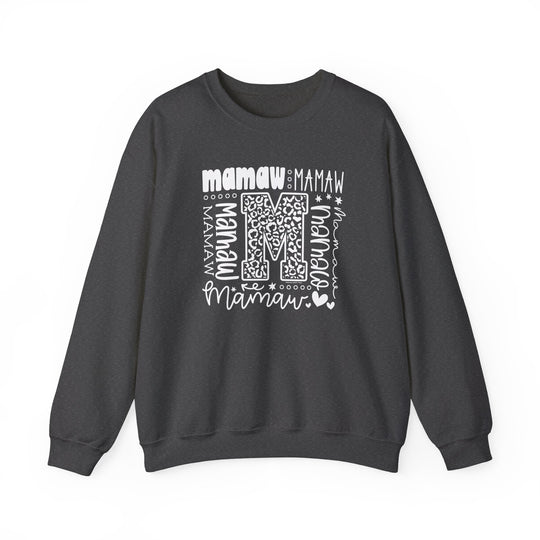 A unisex Mamaw Crew sweatshirt in a medium-heavy blend of cotton and polyester, featuring a ribbed knit collar and double-needle stitching for durability. Ethically made with no itchy side seams.