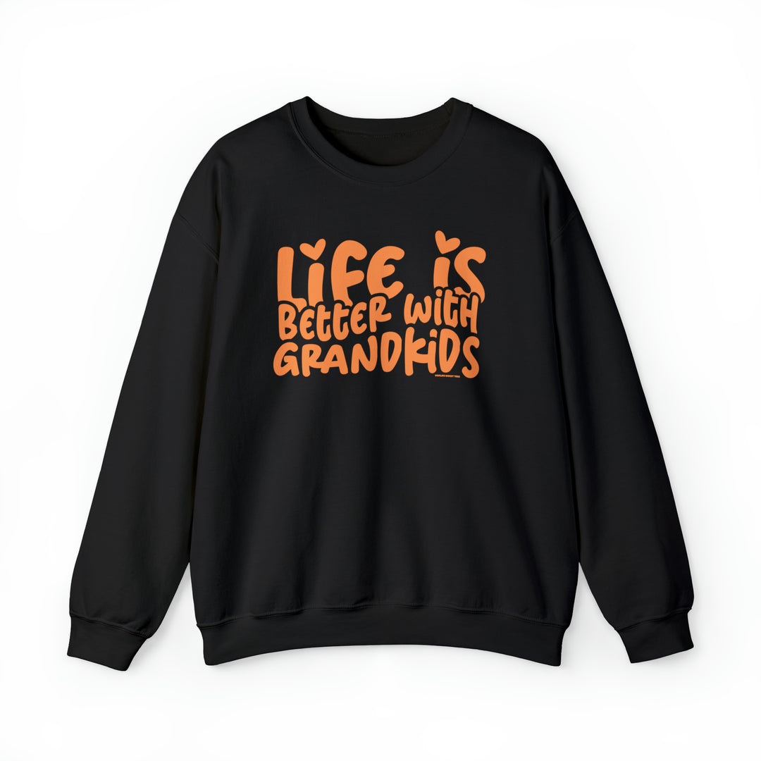 Unisex Life is Better With Grandkids Crew sweatshirt, 50% cotton, 50% polyester blend, ribbed knit collar, loose fit, sewn-in label. Sizes S-5XL. Ideal comfort for any occasion.