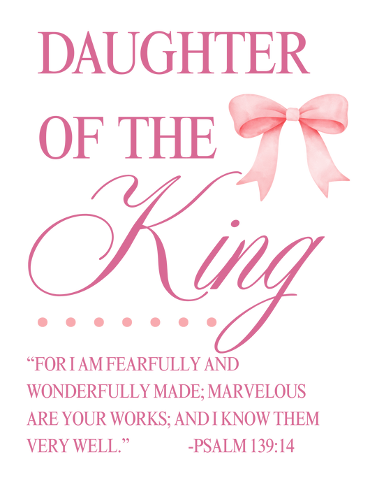 Daughter of the King Tee: Unisex garment-dyed t-shirt with drop-shoulder fit, ribbed crew neck, and vintage-washed look, ideal for streetwear enthusiasts.