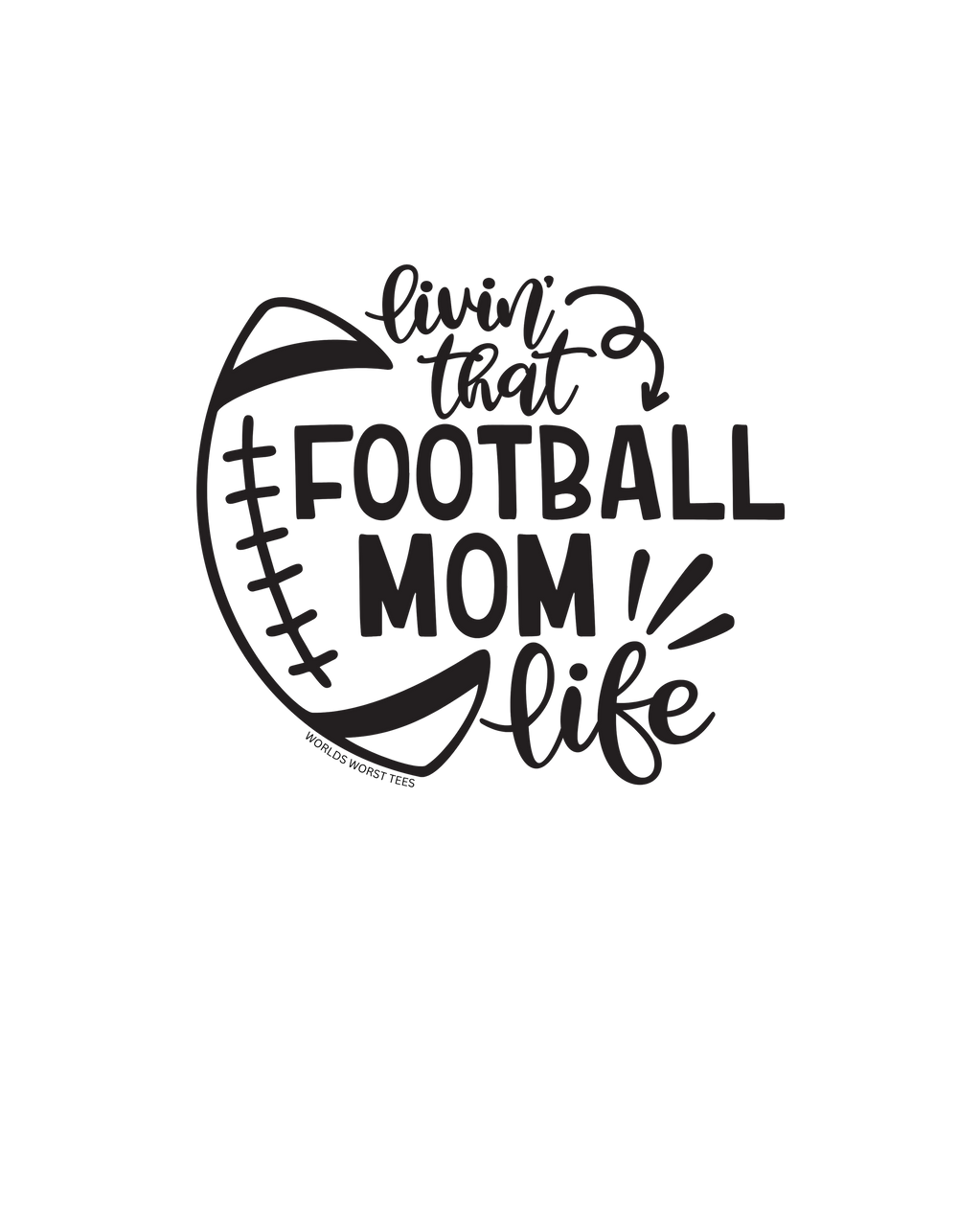 Unisex heavy cotton tee featuring a football design, ideal for Football Mom Life enthusiasts. Classic fit with ribbed knit collar, durable tape on shoulders, and no side seams for comfort. Sizes S-5XL.