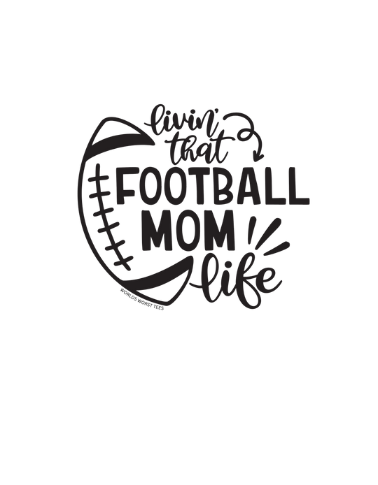 Unisex heavy cotton tee featuring a football design, ideal for Football Mom Life enthusiasts. Classic fit with ribbed knit collar, durable tape on shoulders, and no side seams for comfort. Sizes S-5XL.
