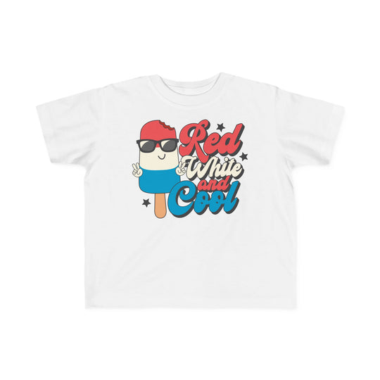 Red White and Cool Toddler Tee, a soft, durable cotton shirt designed for toddlers, showcasing a high-quality print, perfect for young kids' first adventures.