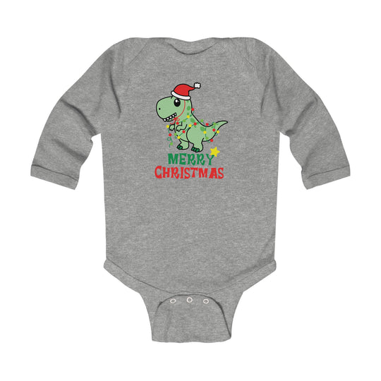 Dino Merry Christmas Long Sleeve Onesie