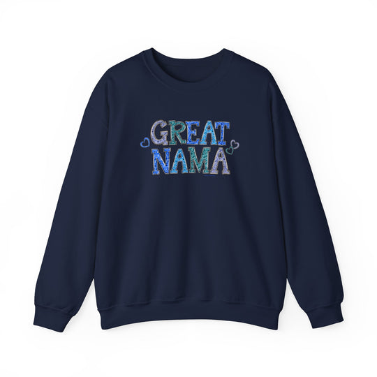 A heavy blend crewneck sweatshirt, the Great Nama Crew offers comfort and style. Unisex, loose fit, ribbed knit collar, and no itchy side seams. 50% cotton, 50% polyester, medium-heavy fabric.