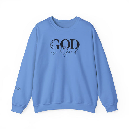 A unisex heavy blend crewneck sweatshirt featuring the God is Good Crew design. Made of 50% cotton and 50% polyester for comfort and durability. Classic fit with ribbed knit collar and double-needle stitching.