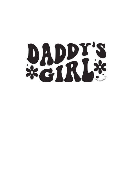 A black graphic tee featuring bold text elements like Daddy's Girl in a classic fit design for kids. Made of 100% combed ringspun cotton for comfort and durability. Ideal for active days.