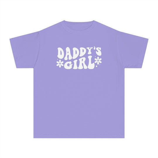 Kid's tee shirt with white text on a purple background, designed for active days. Made of soft-washed, 100% combed ringspun cotton for comfort. Classic fit for all-day wear. Sew-in twill label included.