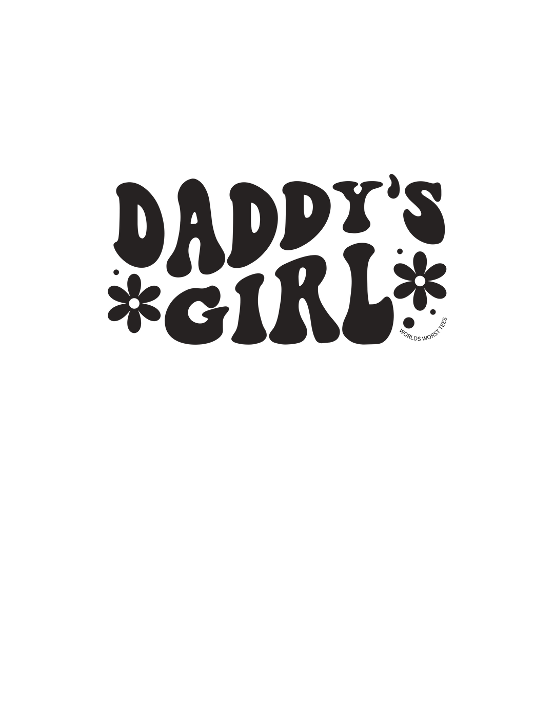 A black graphic tee featuring the text Daddy's Girl in a stylish font, perfect for toddlers. Made of soft, durable 100% combed ringspun cotton, with a classic fit and tear-away label.