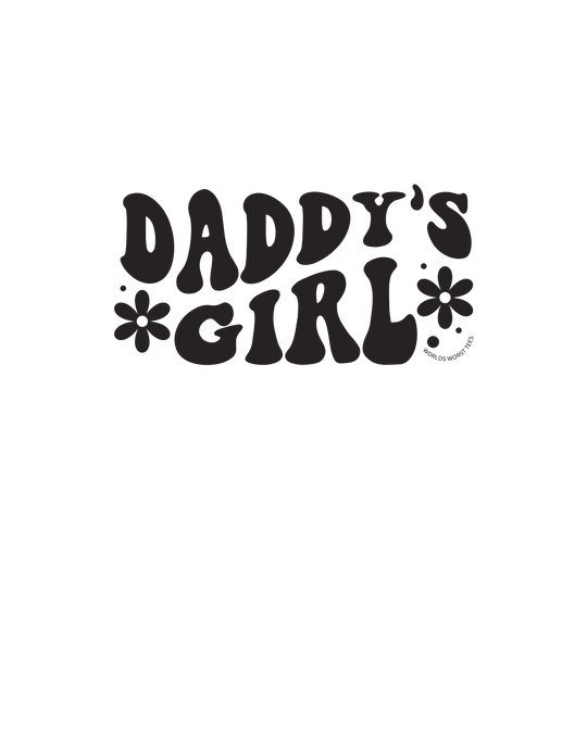 A black graphic tee featuring the text Daddy's Girl in a stylish font, perfect for toddlers. Made of soft, durable 100% combed ringspun cotton, with a classic fit and tear-away label.