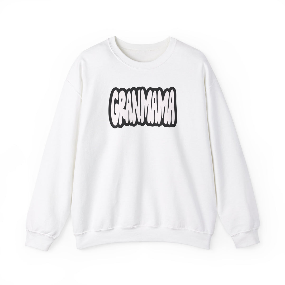 A unisex heavy blend crewneck sweatshirt, the Granmama Crew, offers comfort with ribbed knit collar and no itchy side seams. Made of 50% cotton, 50% polyester, medium-heavy fabric, loose fit, true to size.
