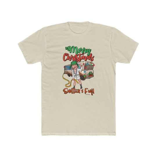 A white tee featuring a cartoon character holding a hoop, part of the Shitter's Full Tee collection at Worlds Worst Tees. Premium fit, 100% cotton, ideal for workouts or daily wear. Sizes XS to 4XL.