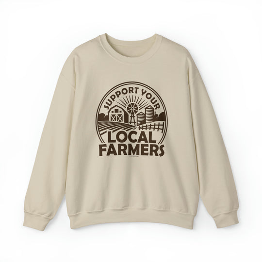 A unisex heavy blend crewneck sweatshirt featuring a graphic design supporting local farmers. Made of 50% cotton, 50% polyester with ribbed knit collar and no itchy side seams. Ideal for comfort and style.