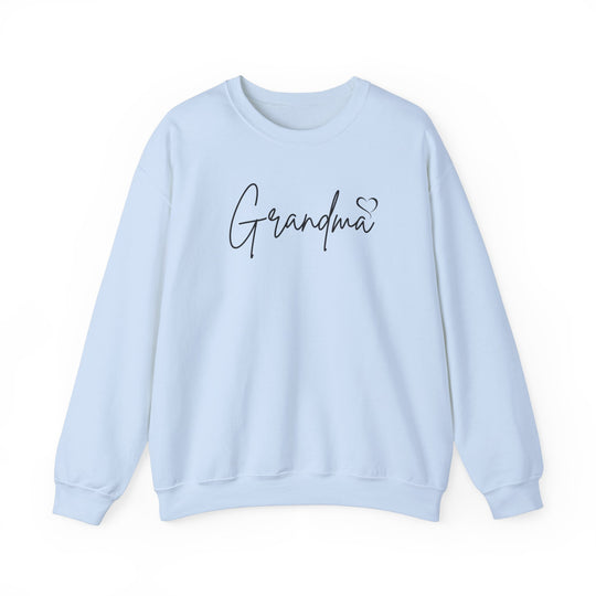 Unisex Grandma Love Crew heavy blend sweatshirt, 50% cotton, 50% polyester, ribbed knit collar, no itchy side seams, loose fit, medium-heavy fabric, runs true to size.